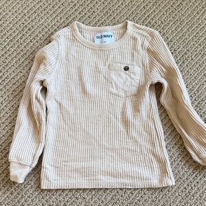 Old Navy Kids Beige Waffle Knit Long Sleeve Tee